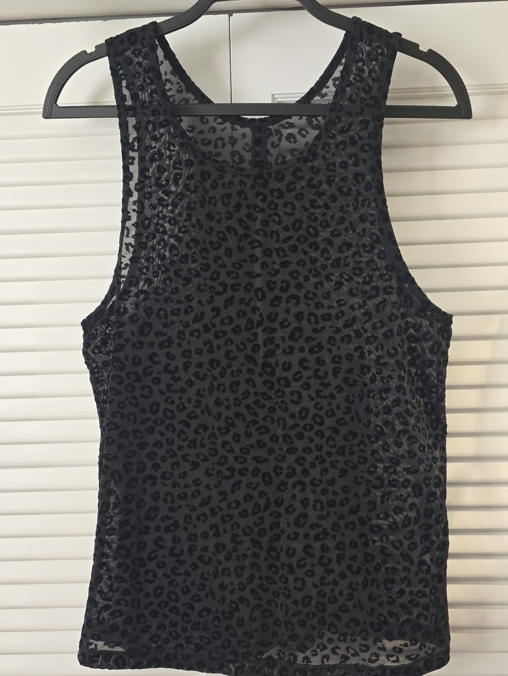 Black Leopard-Print Mesh Tank Top